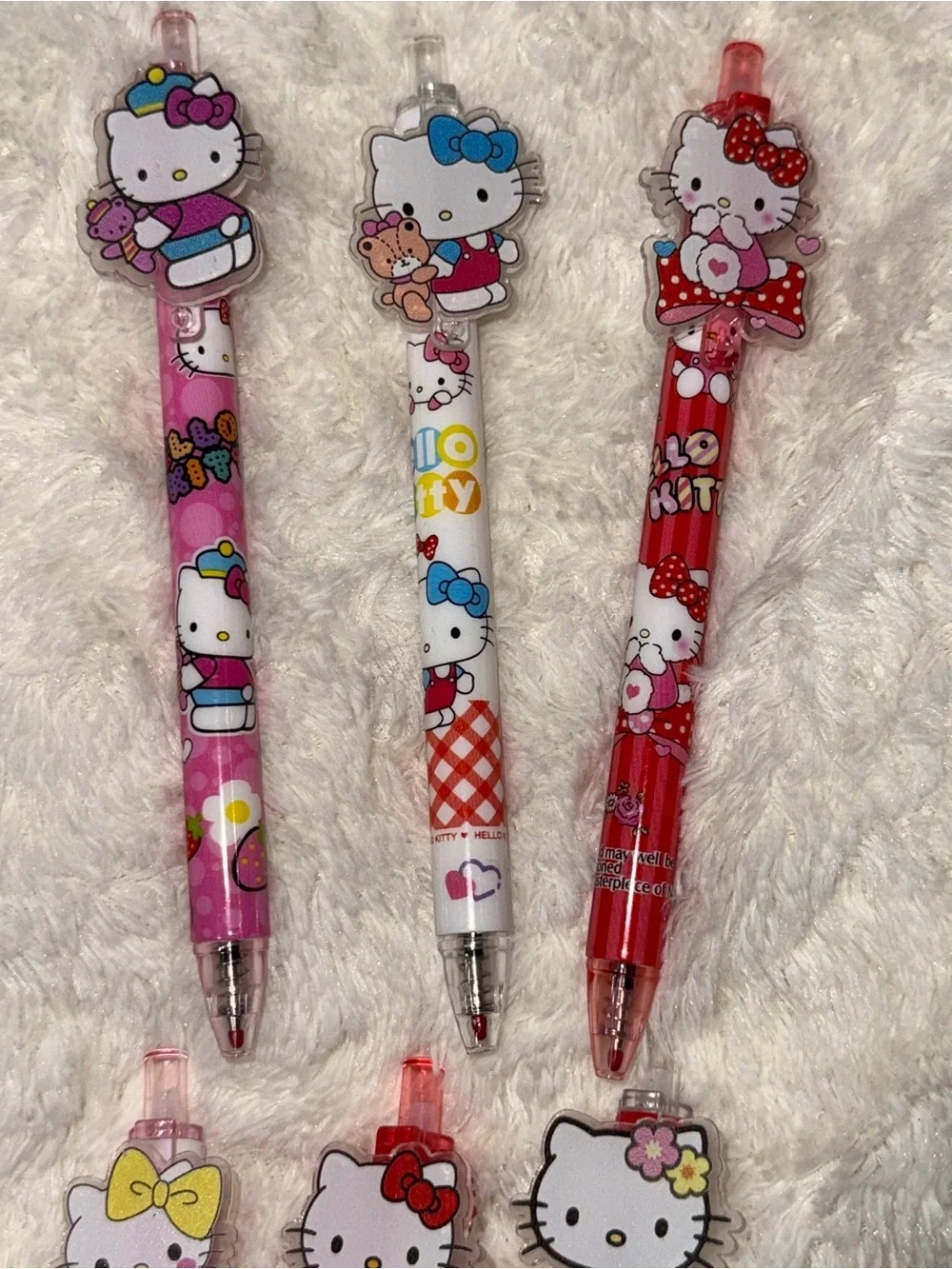 Hello Kitty Pink, Red & White Character  Pen Set